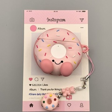 台灣出貨/可愛粉色甜甜圈適用蘋果無線藍牙AirPods3代耳機套新款AirPodsPro