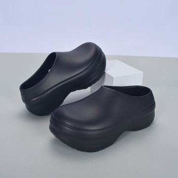 廚師鞋男款厚底增高包頭拖休閑時尚棉鞋簡約情侶防水防滑勃肯鞋潮