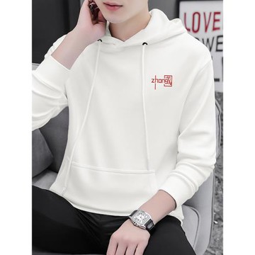 320g重磅白色衛衣男生連帽外套秋冬加絨中國潮流寬松長袖帶帽衫