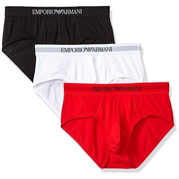 EMPORIO ARMANI 2021時尚彈力棉黑白紅色三角內著混搭3件組