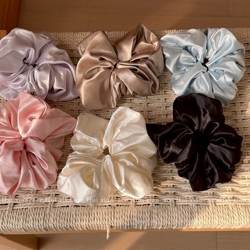 【太妮絲W144】現貨 法式段面絲光 大腸髮圈 睡覺髮圈 丸子頭 光澤 皮筋髮繩 高彈力 扎馬尾 韓國設計 髮圈 綁頭髮