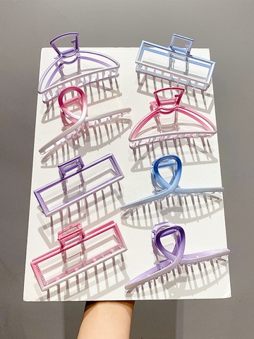 金屬漸變色大號抓夾女高級感后腦勺發卡盤發鯊魚夾子頭飾發夾