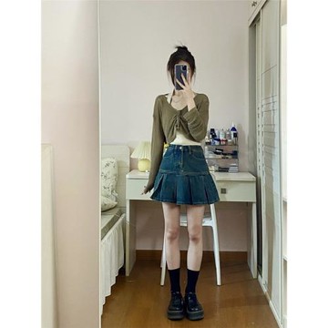 百褶裙牛仔短裙女2025年夏季新款大碼胖mm顯瘦A字裙半身裙子ins潮