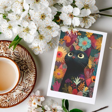 黑貓 夜的守護 磁吸小畫