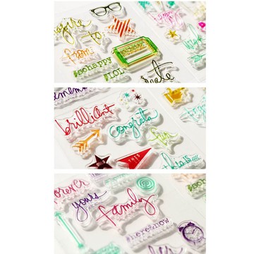 【CHL】 原創 小清新風格 卡片 祝福 話語 圖示 手帳印章 透明矽膠印章 透明印章 矽膠印章 印章