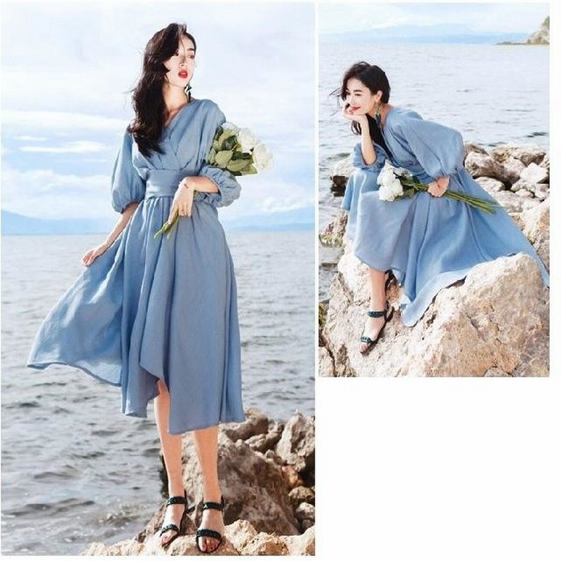 Yokang水色ワンピース