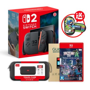 任天堂 Switch 2 賽車同捆主機組(台灣公司貨) +NS2 寶可夢傳說Z-A 遊戲 附收納包+保護貼 贈(實體特點)