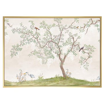 Boluo 菠蘿選畫所 鳥語花香掛畫 40 x 30cm 居家裝飾壁畫  金色