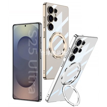 【全球優品匯】適用三星S25Ultra磁吸手機殼 S25u旋轉支架電鍍透明防摔