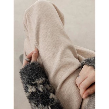 醋酸羊毛闊腿褲女秋冬高腰加厚針織直筒香蕉窄版空氣垂感毛呢褲子