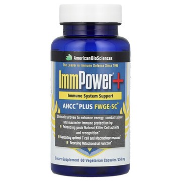 American Biosciences, ImmPower®+，AHCC® + FWGE-SC®，60 粒素食膠囊
