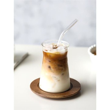 茶咖美器ins風拿鐵玻璃杯吸管杯高顏值水杯氣泡水飲料杯冰咖啡杯