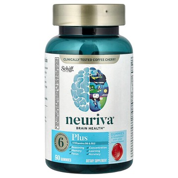Schiff, Neuriva® 大腦健康軟糖，添加維生素 B6 和 B12，草莓味，50 粒軟糖