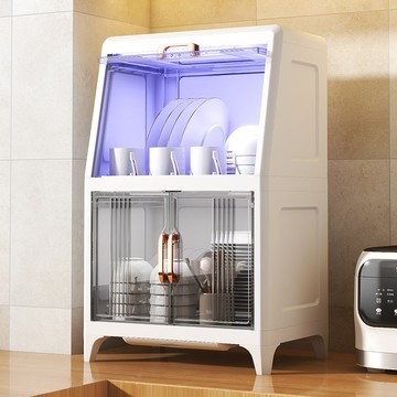 🚀台灣熱銷⚡可開發票🔥 瀝水碗筷收納盒廚房碗碟藍光消毒收納架碗櫃帶蓋碗盤箱家用置物架