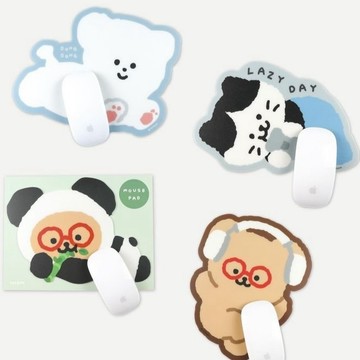 🇰🇷 韓國KKOBA 現貨 TETEUM 眼鏡小熊 造型滑鼠墊 Ver.2 狗勾 貓咪 馬爾濟斯韓國文創 眼鏡熊