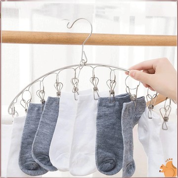 【曬衣配件】防風曬襪夾 8夾/10夾/20夾不鏽鋼弧形晒襪架 扇形吊襪架 外防風 晾襪架 襪子架 曬襪架💖QQ花栗鼠💖