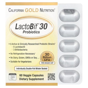 California Gold Nutrition, LactoBif® 30 益生菌，300 億 CFU，60 粒素食膠囊