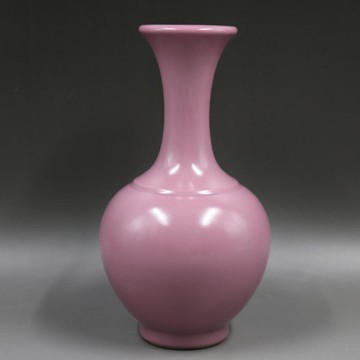 大清雍正胭脂紅釉賞瓶手工仿古家居裝飾瓷器擺件古董古玩老貨收藏1入