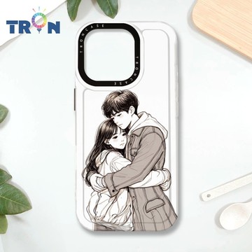 TRON IPHONE 16 PRO 情侶深情擁抱素描系列 MAGSAFE 磁吸 防摔 太空殼 透黑 手機殼