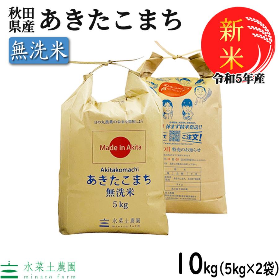 新米 米 お米 米10kg （5kg×2袋） 無洗米 あきたこまち 令和5年産 秋田県産 農家直送 御縁米（縁結び）150g付き