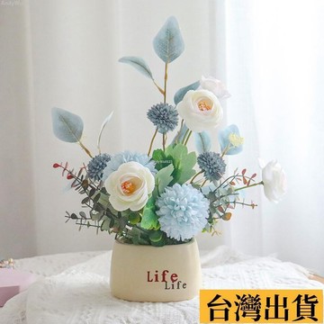 🌈台倉出庫🌈 仿真花 仿真植物 假盆栽 盆裁 陶瓷 花盆花瓶 居家裝飾 麻繩 發財球 玫瑰花繡球花 多肉植物 拍照道