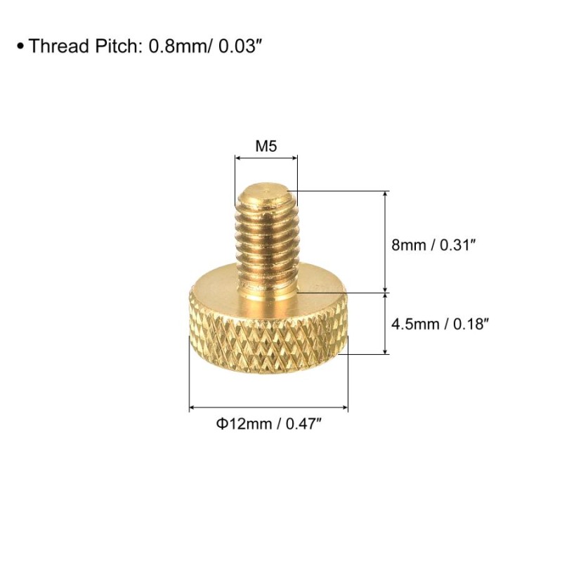 uxcell ローレットつまみねじ 真鍮 M5x8 mm フラットグリップボルト