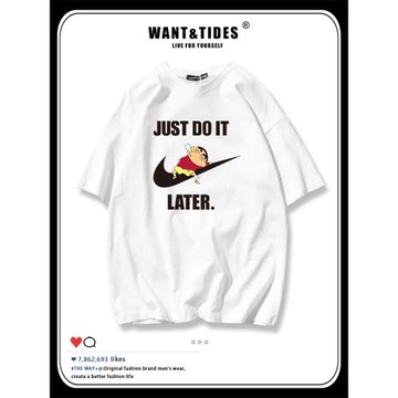 可愛卡通動漫聯名夏季純棉短袖T恤男情侶裝潮牌寬松日系百搭ins潮