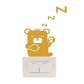 WE CHAMP 鏡面開關貼3件組 WTB-052 1套  瞌睡熊 黃色  21.4 x 15cm