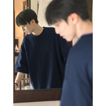 美式正肩純棉質感短袖t恤男生夏季鹽系陽光穿搭重磅潮牌寬松半袖