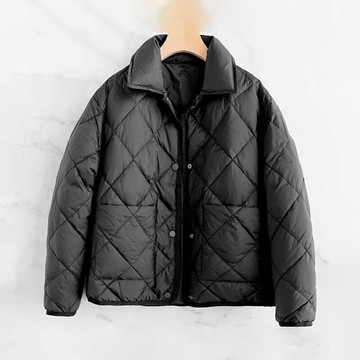 【米蘭精品】現貨+預購 頂級真羽絨外套90%鵝絨羽絨衣秋冬外套保暖上衣大碼休閒女裝-菱格女外套2色74mr61