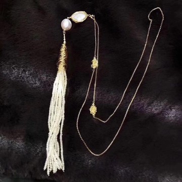 ENDRO ACC 金邊流蘇巴洛克珍珠項鍊