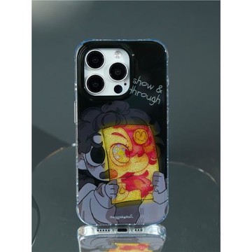 【支持16】星期天家透過紙張雙層半透閃粉IMD可愛iPhone14ProMax蘋果15手機殼16適用鏡頭小紅書爆款華為