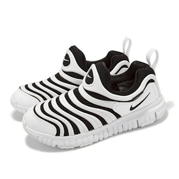 Nike 童鞋 Dynamo Free PS 中童 白 黑 毛毛蟲鞋 休閒鞋 無鞋帶 IB7245-100