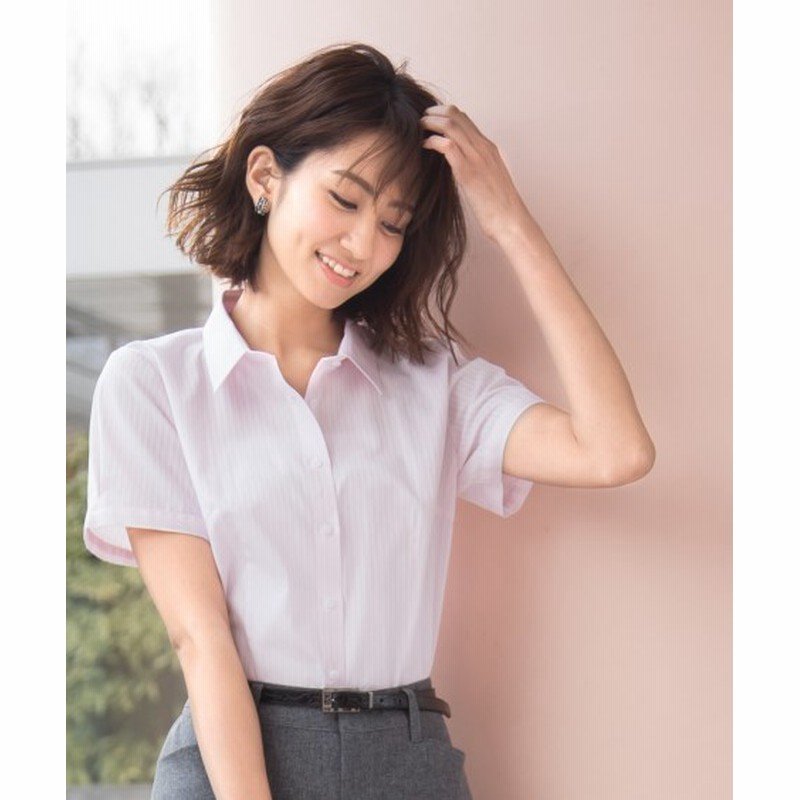 形態安定ドビー織レギュラーカラー半袖パフスリーブシャツ ゆったりバスト ブラウス Blouses Shirts 通販 Lineポイント最大10 0 Get Lineショッピング