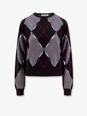 Perforated cashmere sweater with diamond pattern - DIOR - gender_Woman