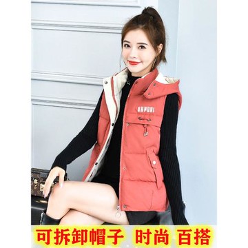 2025秋冬新款羽絨棉馬甲女短款韓版可拆卸帽坎肩百搭馬夾背心外套