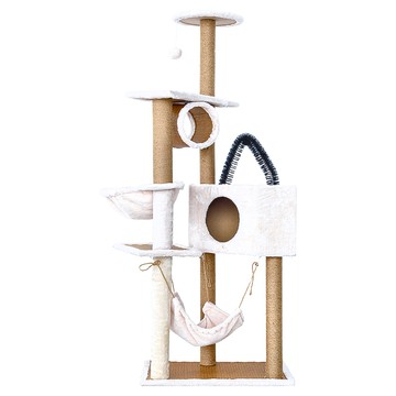 毛孩的秘密生活 三景二室高級娛樂貓宅(米色款) 貓跳台/貓抓板/貓爬架/貓咪別墅  1個