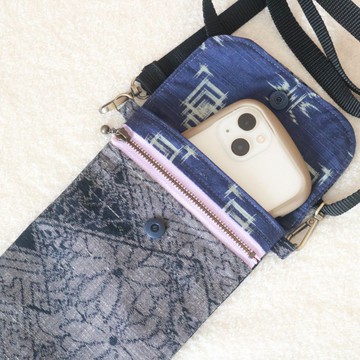 【和服再製】手機斜背小包 日本製手工製作