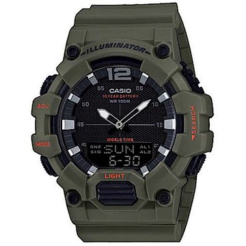 CASIO 經典再現10年電力雙顯電子錶(HDC-700-3A2)/深綠48.8mm / 考試錶