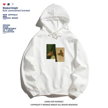 秋冬季新款卡通小鹿印花衛衣男連帽潮牌ins風寬松休閑加絨帽衫