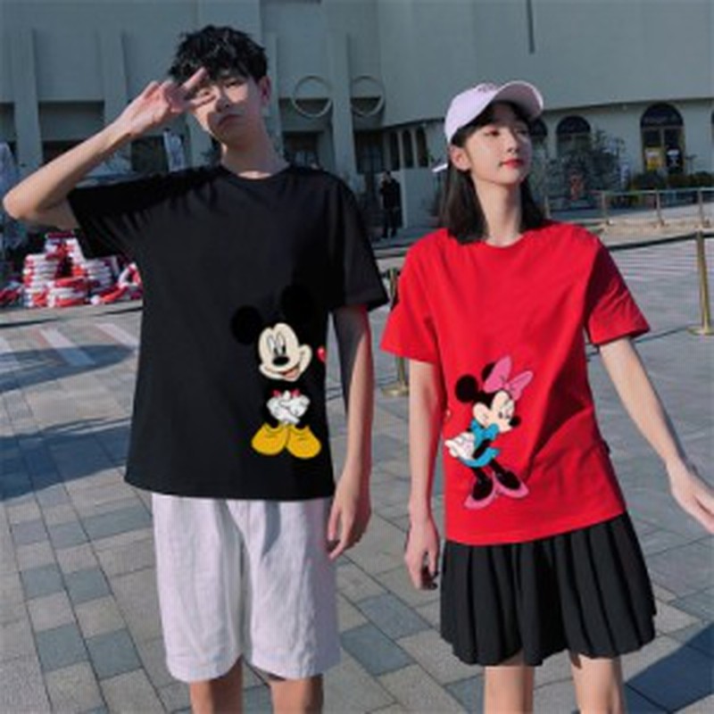 Tシャツユニセックス お揃い ペアルックtシャツ カップル ミッキーミニープリントt シャツ男女兼用 可愛い 撮影 旅行 プレゼント ディズ 通販 Lineポイント最大7 0 Get Lineショッピング