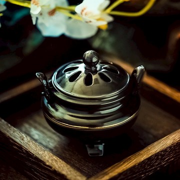 家用室內外純銅香爐迷你盤香檀香爐小號香薰爐施食塔香托方便攜帶