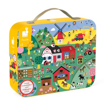 Janod 厚片拼圖 農場找一找 Set 24片 適合3歲以上兒童  1本