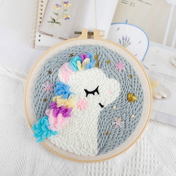 簡單易學💖兒童手工diy毛綫戳戳繡材料包俄羅斯刺繡戳繡學校手工課自繡禮物 戳戳畵材料包 DIY毛綫刺繡 戳戳樂 B6SW