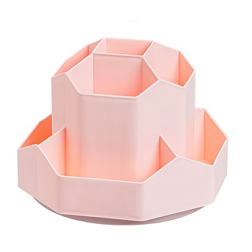 葉子小舖 桌面旋轉收納筒 八角9格旋轉款 粉色 辦公室桌面收納  1個