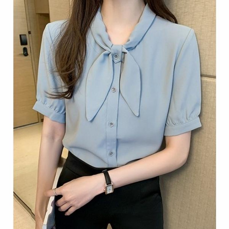 ボウタイブラウス トップス レディース 半袖 春夏 シャツブラウス 大きいサイズ 3L 4L 5L ブラウス 白 通勤服 オフィス きれいめ カジュアル シンプル 上品 ボウタイブラウス トップス レディース 半袖 春夏 シャツ