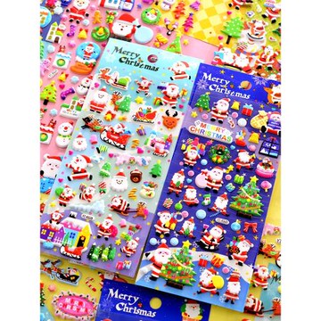 兒童玩具圣誕老人立體3D泡泡貼畫寶寶幼兒園圣誕節禮品裝飾小貼紙