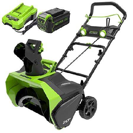 Greenworks 40V (75  Compatible Tools) 20” Brushless Cordless Snow Blower, 4.0Ah Battery and Charger Included