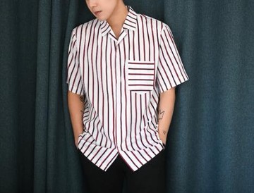 FINDSENSE MD 日系 時尚 潮 男 條紋短袖襯衫上衣 短袖POLO衫 短袖T恤 特色短T