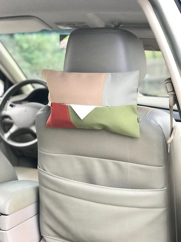 二用車用面紙套 / 色塊拼接帆布面紙套